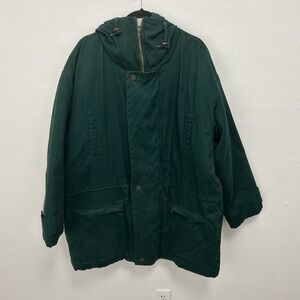 Eddie Bauer Insulated Goose Down Green Velour Hooded Parka Coat L Hunting Jacket